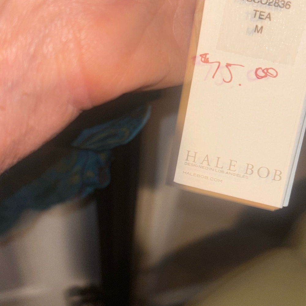 Hale Bob Teal W/ Eggplant, Brown and Taupe Floral-Print Silk Tunic. - Picture 5 of 5